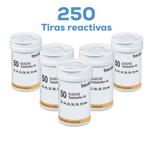 250 Tiras Reactivas para Glucómetro GL44 | Marca Beurer
