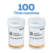100 Tiras para glucómetro GL44 Digital / TR44 x2 -  Marca beurer