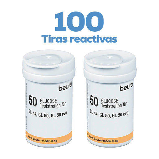 100 Tiras para glucómetro GL44 Digital / TR44 x2 -  Marca beurer