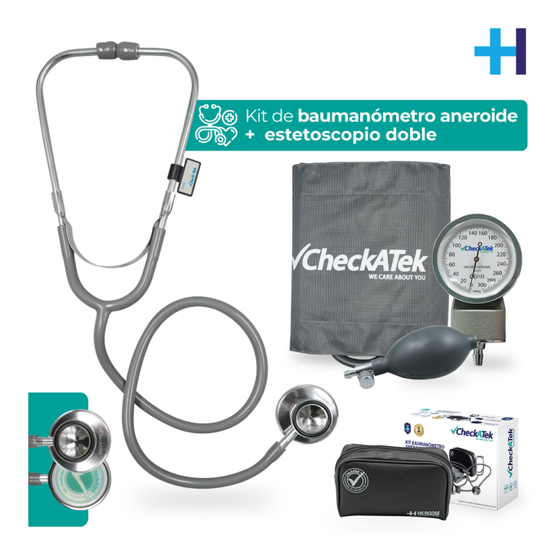 Baumanómetro Aneroide + Estetoscopio Médico | Marca Checkatek
