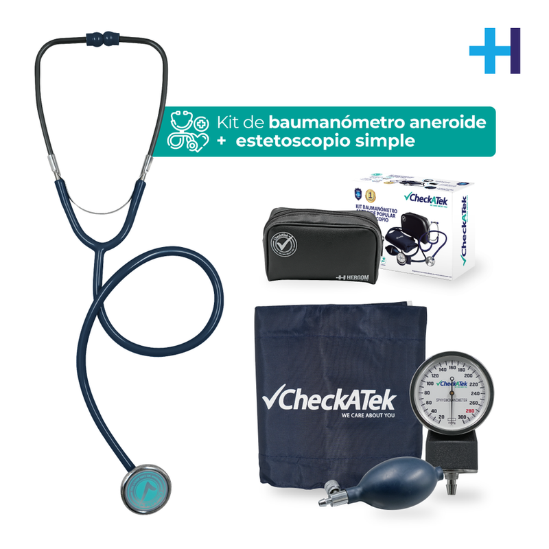 Kit de Baumanómetro y Estetoscopio Tradicional Checkatek para Adulto | Marca Checkatek