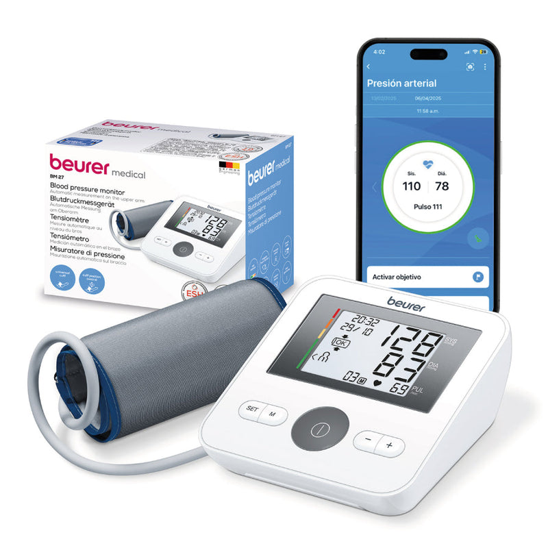 Baumanómetro Digital de Brazo BM27 Pantalla XL con Indicador de Riesgo | Marca Beurer