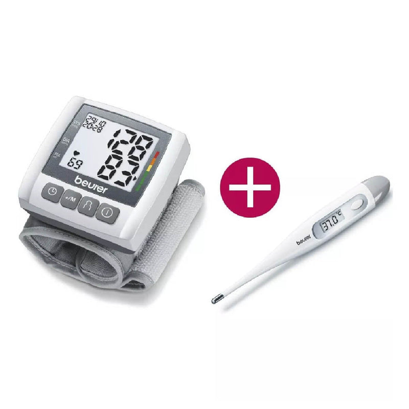 Kit Baumanómetro Digital de Muñeca BC30 con Termómetro Clínico Digital FT09 | Marca Beurer