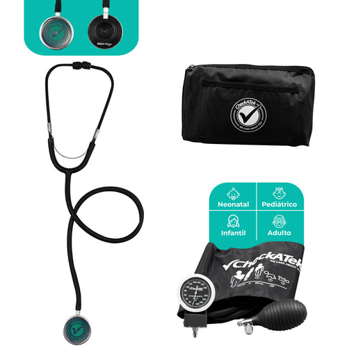 Kit Baumanómetro Aneriode y Estetoscopio Doble Checkatek para Adulto | Marca Checkatek
