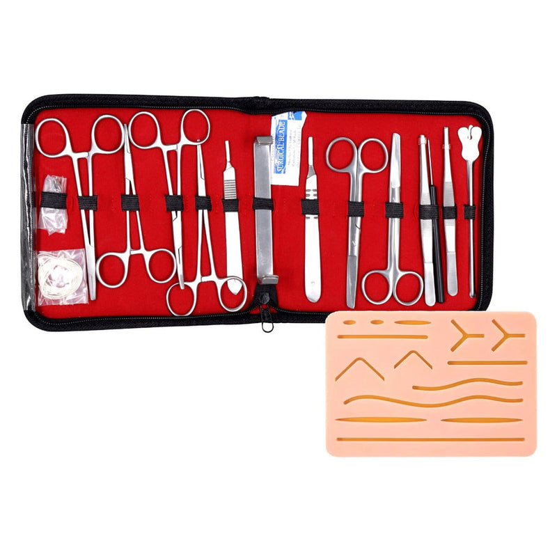 Estuche de Disección de 16 piezas + Pad de Sutura Hergom Premium | Acero inoxidable Alemán de alta calidad