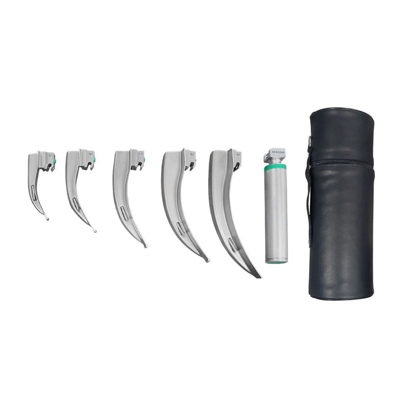Estuche de Laringoscopio de Fibra Óptica McIntosh con 5 Hojas y Mango Universal Hergom Medical | Acero inoxidable