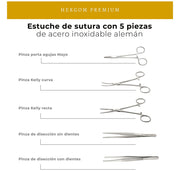 Estuche de Sutura con 5 piezas Hergom Medical | Acero inoxidable