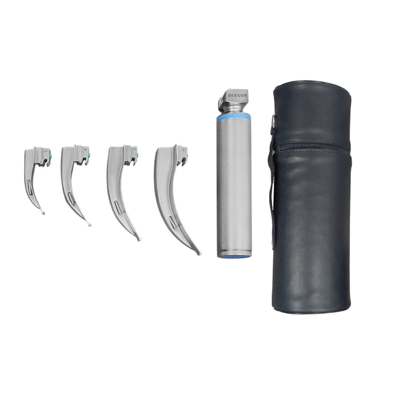 Estuche de Laringoscopio McIntosh de Luz con Cuatro Hojas Curvas de Alta Calidad Hergom Medical | Acero inoxidable