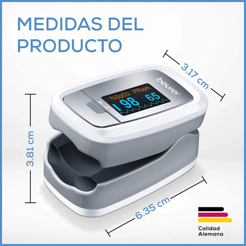 Oxímetro de Pulso PO30 Compacto para Monitoreo Respiratorio y Cardiaco | Marca Beurer