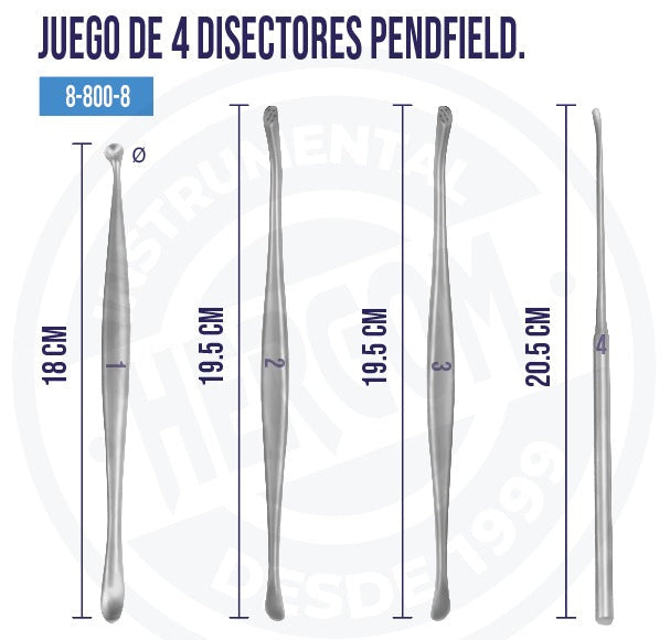 Juego de 4 Disectores Pendfield - Hergom Premium | Acero inoxidable Alemán de alta calidad
