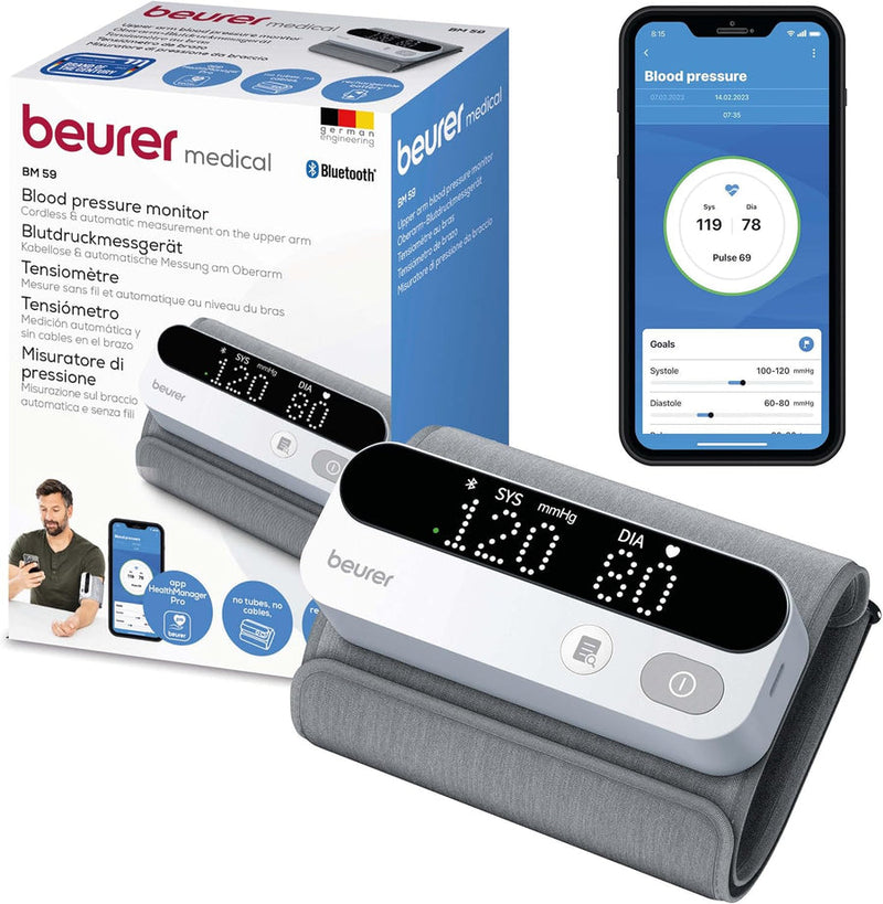 Monitor de Presión Arterial Bluetooth | Detección de Arritmias | Marca Beurer