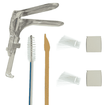 Kit Ginecológico Elementos: Espejo, Cepillo, Espátula, Laminilla, Portalaminilla